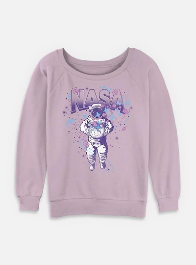NASA Paint Style Astronaut Womens Slouchy Sweatshirt