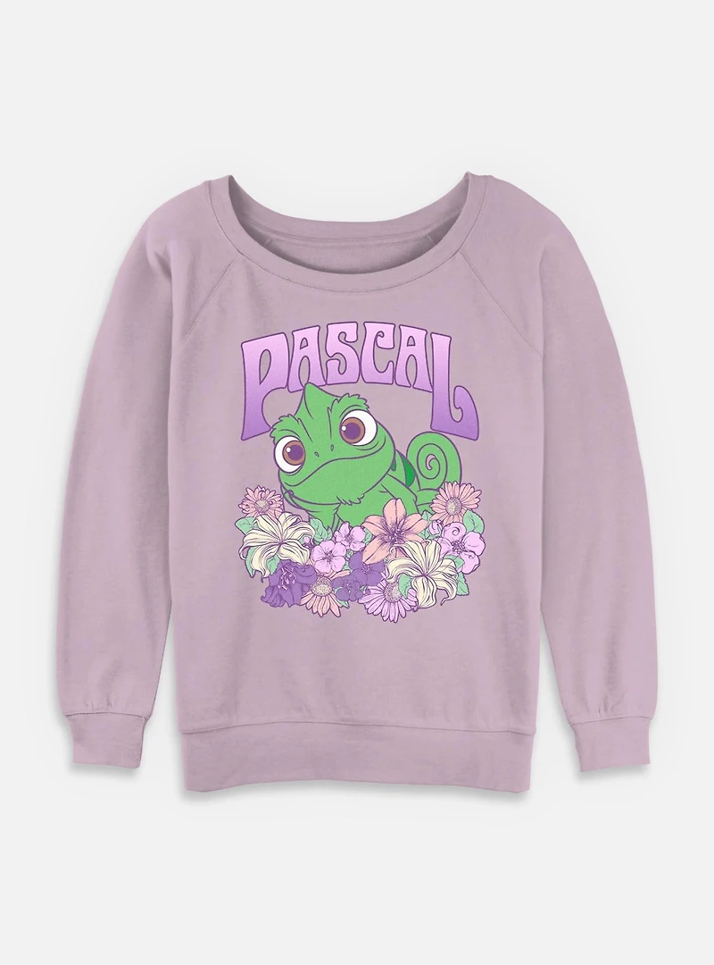 Disney Tangled Flowery Pascal Womens Slouchy Sweatshirt
