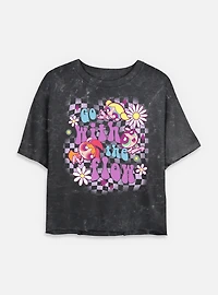 The Powerpuff Girls Bubbles With Cami Go Flow Mineral Wash Womens Crop T-Shirt