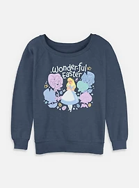 Disney Alice Wonderland Cheshire Cat's Way Girls T-Shirt Wonderful Easter Womens Slouchy Sweatshirt