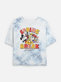 Disney Mickey Mouse Spring Break Squad Tie Dye Crop Womens T-Shirt