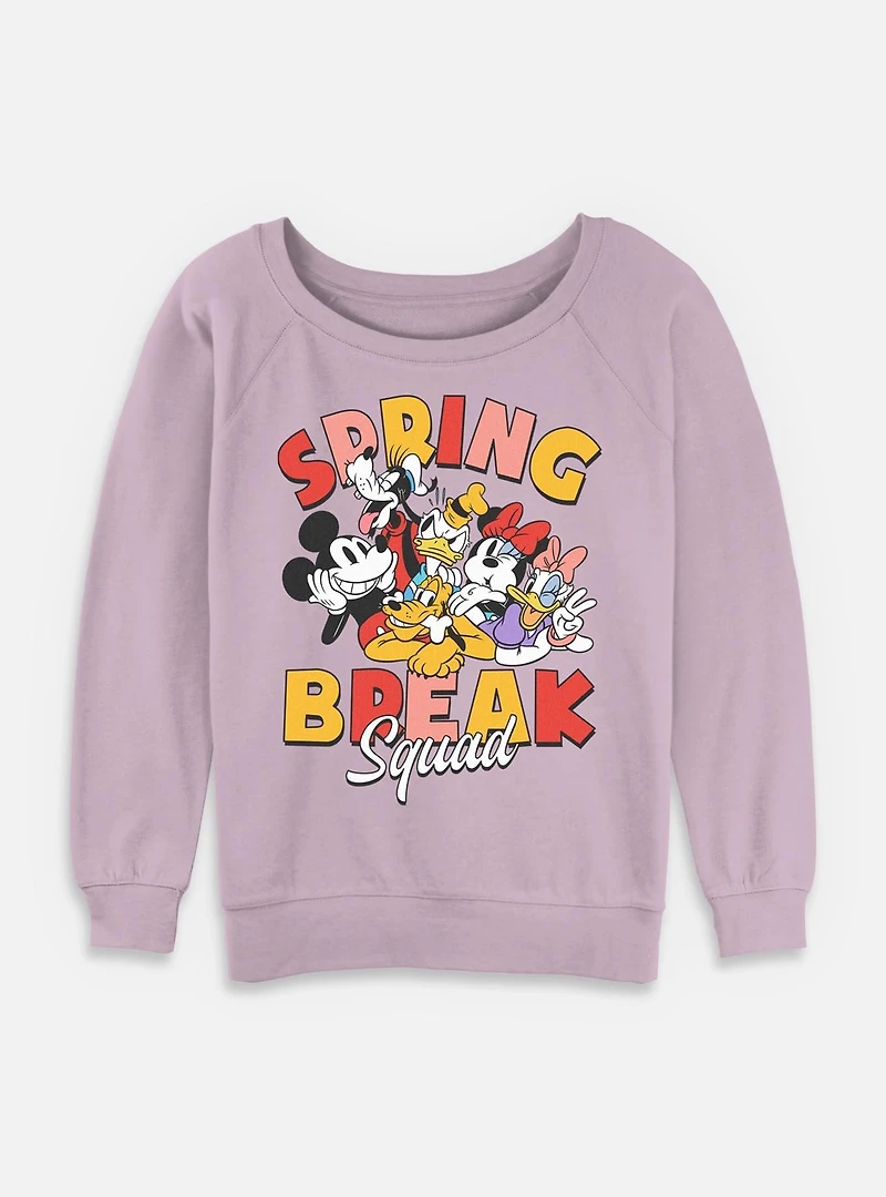 Disney Mickey Mouse Spring Break Squad Womens Slouchy Sweatshirt
