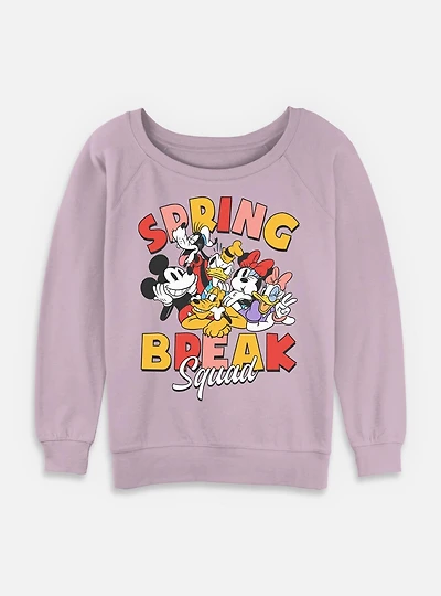 Disney Mickey Mouse Spring Break Squad Womens Slouchy Sweatshirt