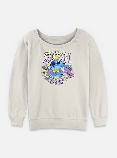 Disney Lilo & Stitch Wreath Spring Womens Slouchy Sweatshirt