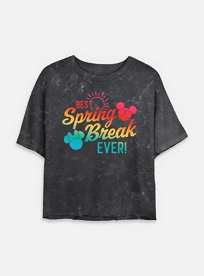 Disney Mickey Mouse Best Spring Break Ever Mineral Wash Womens Crop T-Shirt