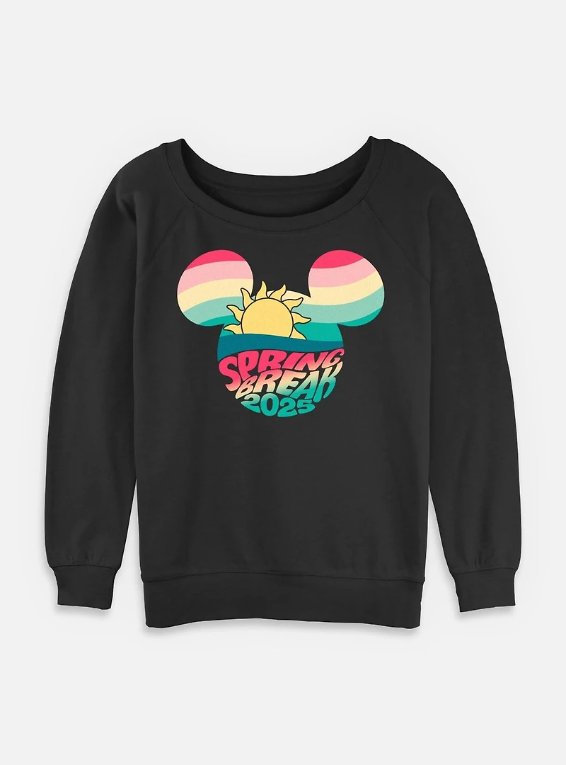 Disney Mickey Mouse Spring Break 2025 Womens Slouchy Sweatshirt