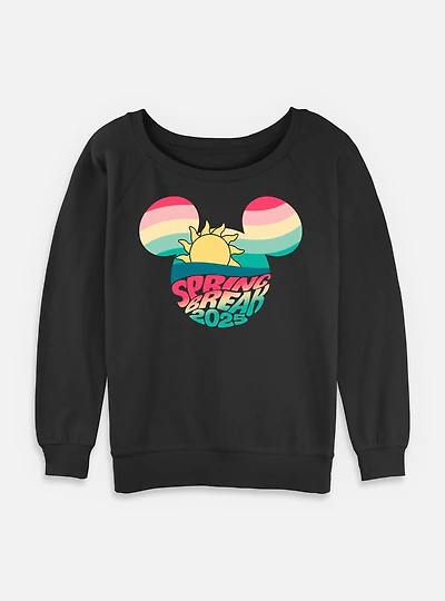 Disney Mickey Mouse Spring Break 2025 Womens Slouchy Sweatshirt