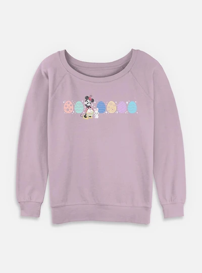 Disney Minnie Mouse Easter Egg Lineup Womens Slouchy Sweatshirt