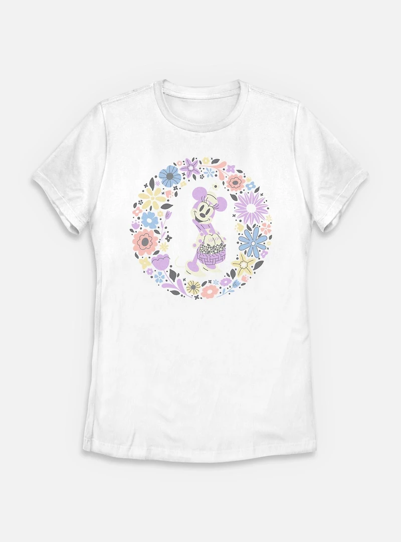 Disney Minnie Mouse And Flowers Womens T-Shirt