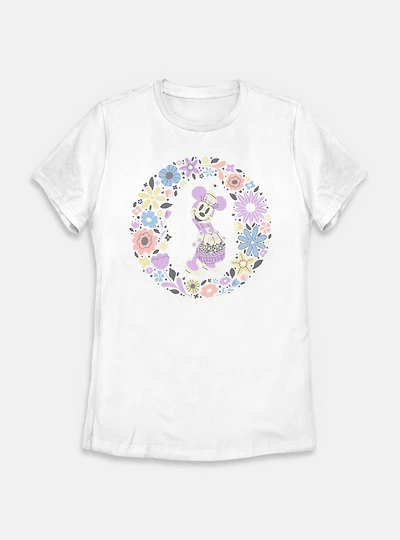 Disney Minnie Mouse And Flowers Womens T-Shirt