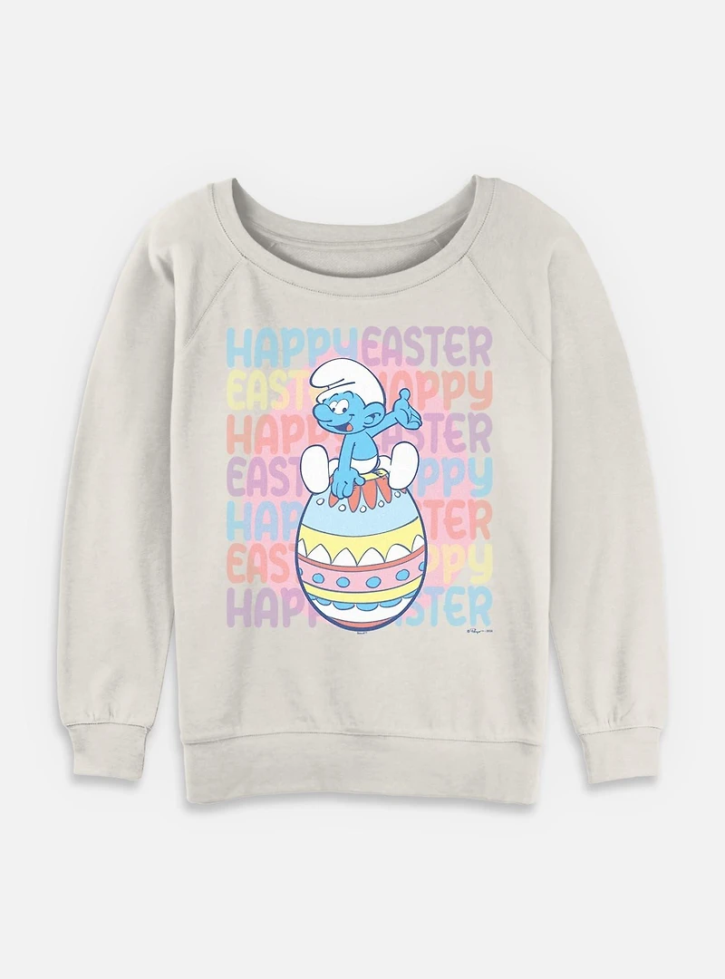 The Smurfs Happy Easter Womens Slouchy Sweatshirt