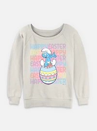 The Smurfs Happy Easter Womens Slouchy Sweatshirt