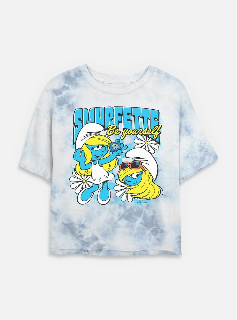 The Smurfs Smurfette Be Yourself Tie Dye Crop Womens T-Shirt