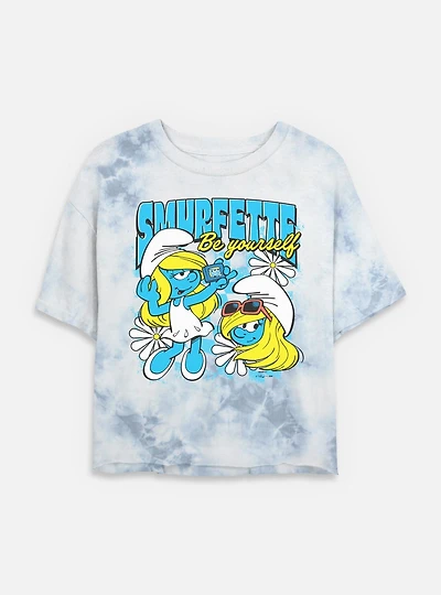 The Smurfs Smurfette Be Yourself Tie Dye Crop Womens T-Shirt