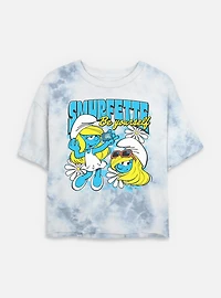 The Smurfs Smurfette Be Yourself Tie Dye Crop Womens T-Shirt