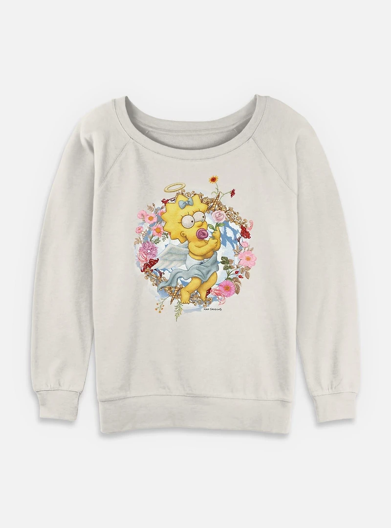 The Simpsons Cherub Maggie Floral Womens Slouchy Sweatshirt