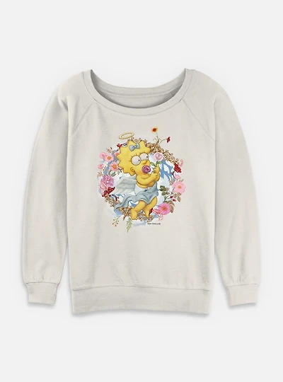 The Simpsons Cherub Maggie Floral Womens Slouchy Sweatshirt