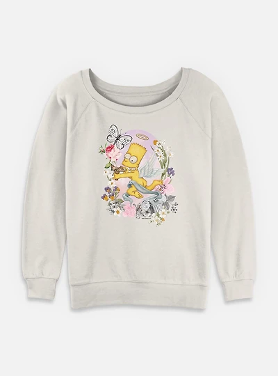The Simpsons Cherub Bart Floral Womens Slouchy Sweatshirt