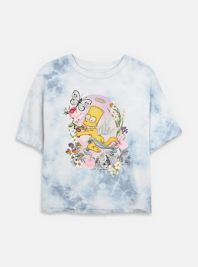The Simpsons Cherub Bart Floral Tie Dye Crop Womens T-Shirt