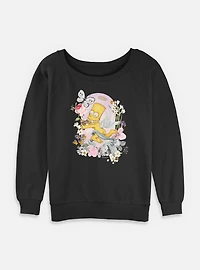 The Simpsons Cherub Bart Floral Spring Womens Slouchy Sweatshirt