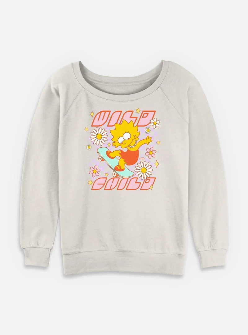 The Simpsons Wild Child Lisa Floral Womens Slouchy Sweatshirt