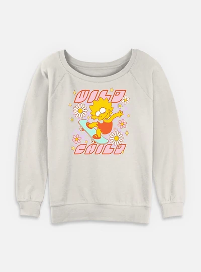 The Simpsons Wild Child Lisa Floral Womens Slouchy Sweatshirt