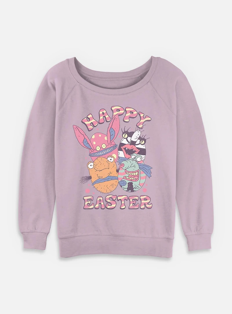 Nickelodeon Real Monsters Girls T-Shirt Plus Happy Easter Womens Slouchy Sweatshirt