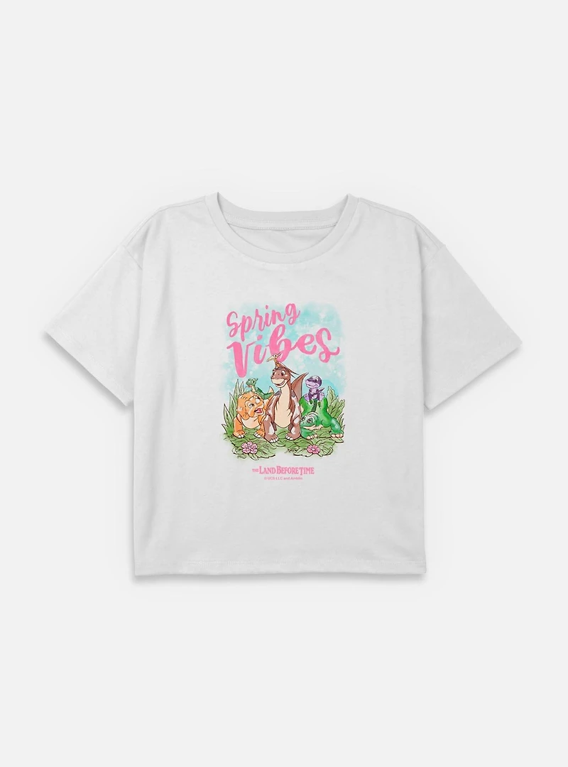 The Land Before Time Sunset Silhouette Girls T-Shirt Plus Spring Vibes All Dinos Youth Boxy Crop