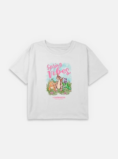 The Land Before Time Sunset Silhouette Girls T-Shirt Plus Spring Vibes All Dinos Youth Boxy Crop