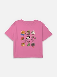 Disney The Aristocats Cats Botanical Youth Girls Boxy Crop T-Shirt