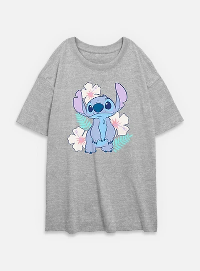 Disney Lilo & Stitch Flower Set Womens Oversized T-Shirt
