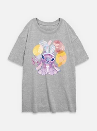 Disney Lilo & Stitch Angel Easter Eggs Womens Oversized T-Shirt