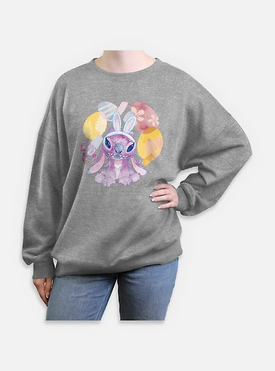Disney Lilo & Stitch Angel Easter Eggs Womens Oversized Sweatshirt