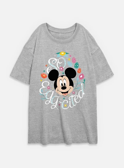 Disney Mickey Mouse Eggcited Womens Oversized T-Shirt