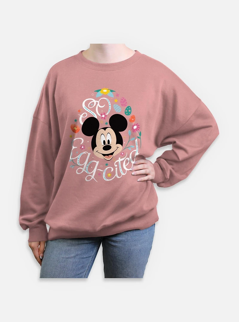 Disney Mickey Mouse Eggcited Womens Oversized Sweatshirt