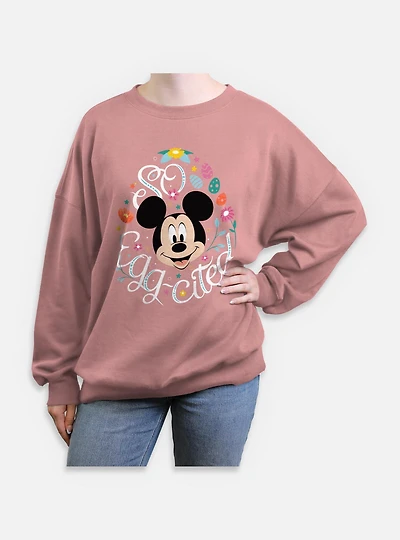 Disney Mickey Mouse Eggcited Womens Oversized Sweatshirt