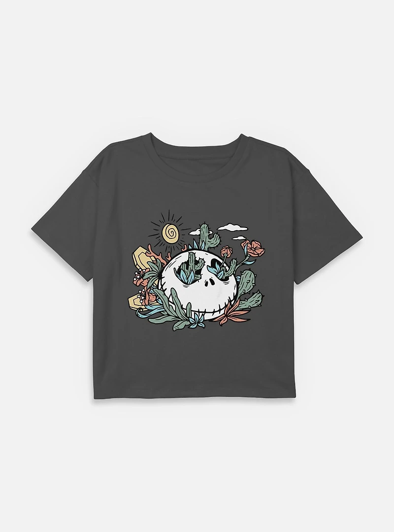 The Nightmare Before Christmas Jack Flowers Youth Girls Boxy Crop T-Shirt