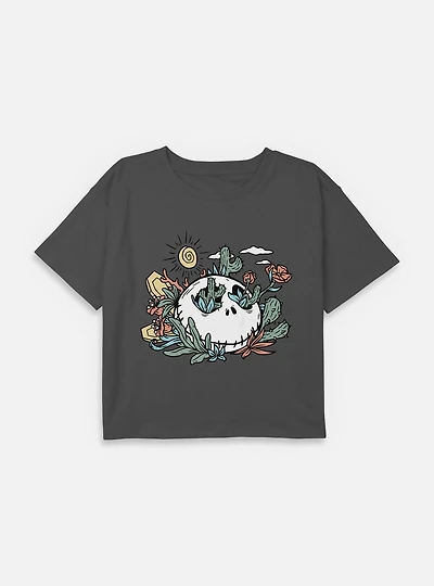 The Nightmare Before Christmas Jack Flowers Youth Girls Boxy Crop T-Shirt