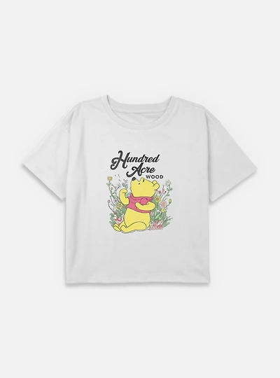 Disney Winnie The Pooh Hundred Acre Wood Youth Girls Boxy Crop T-Shirt