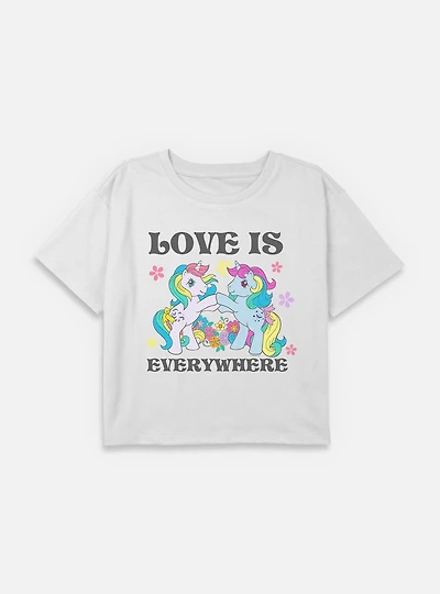My Little Pony Made The 80s Girls Slouchy Sweatshirt Love Is Everywhere Flowers Youth Boxy Crop T-Shirt
