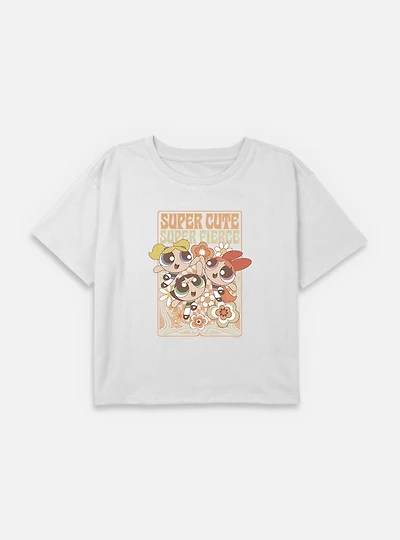 The Powerpuff Girls Bubbles With Cami Super Cute Fierce Youth Boxy Crop T-Shirt