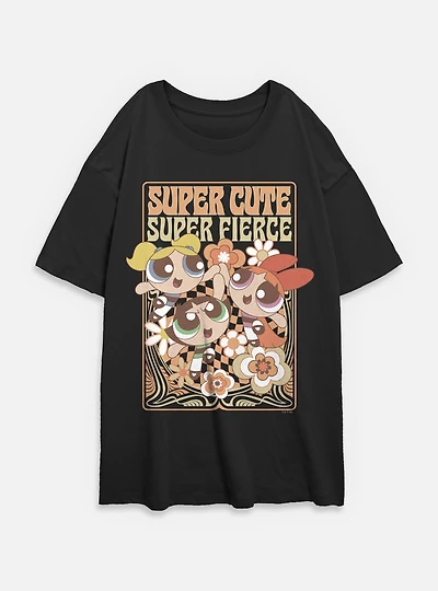 The Powerpuff Girls Bubbles With Cami Super Cute Fierce Womens Oversized T-Shirt