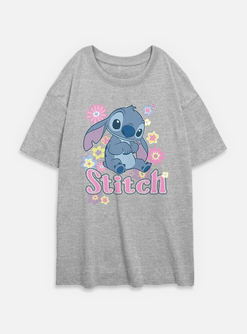 Disney Lilo & Stitch Spring Time Back Womens Oversized T-Shirt