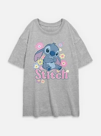 Disney Lilo & Stitch Spring Time Back Womens Oversized T-Shirt