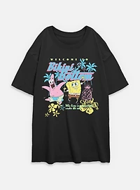 Spongebob Squarepants Welcome To Bikini Bottom Floral Womens Oversized T-Shirt