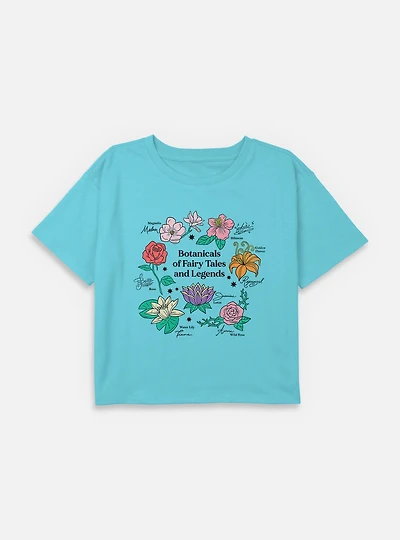 Disney Princesses Botanicals of Faity Tales and Legends Youth Girls Boxy Crop T-Shirt