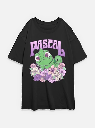 Disney Tangled Flowery Pascal Womens Oversized T-Shirt