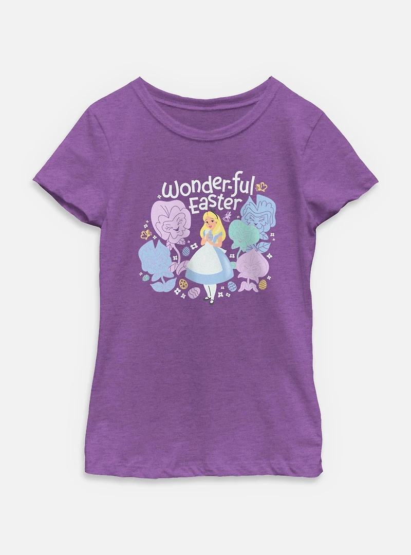 Disney Alice Wonderland Cheshire Cat's Way Girls T-Shirt Wonderful Easter Youth