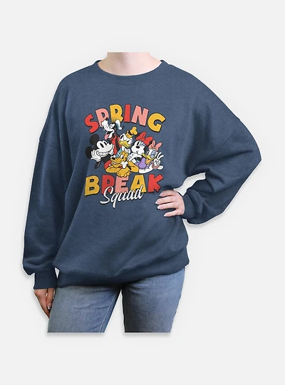 Disney Mickey Mouse Spring Break Squad Womens Oversized Sweatshirt