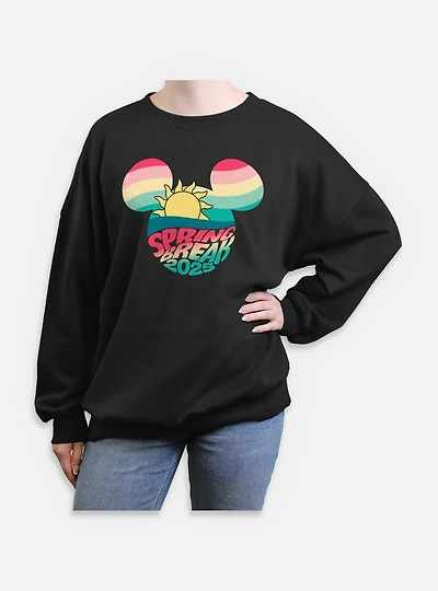 Disney Mickey Mouse Spring Break 2025 Womens Oversized Sweatshirt